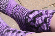 entrelac close up on the foot